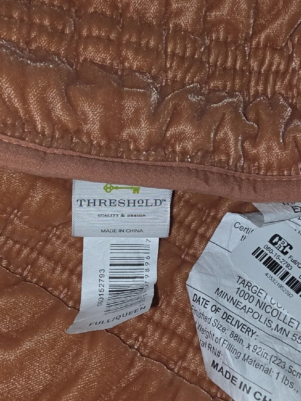 Full/ Queen Lofty Velvet Quilt in Terracotta Bronze - Threshold